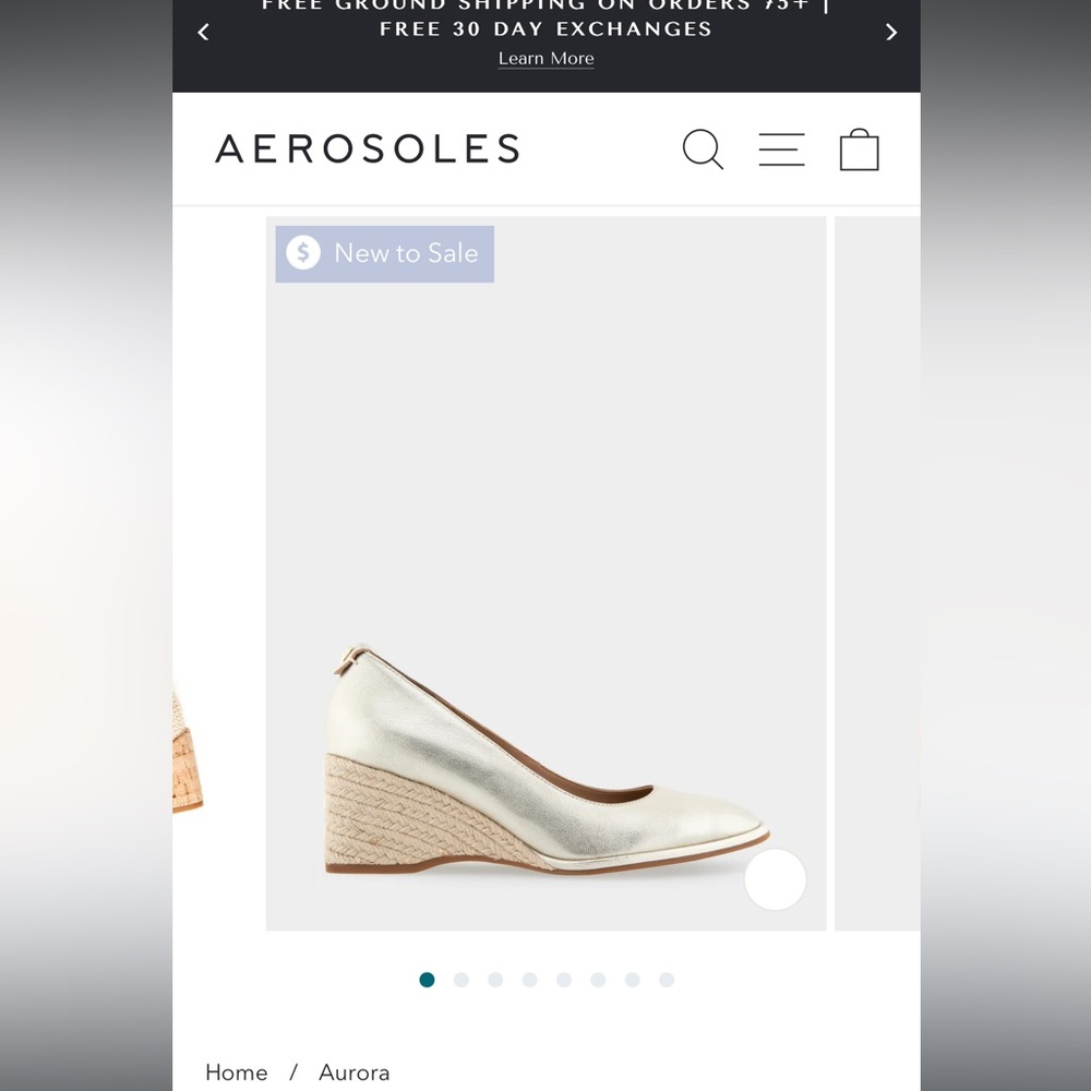 New AEROSOLES gold silvery Wedge Shoes